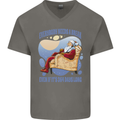 Christmas Santa Claus Needs a Break Xmas Mens V-Neck Cotton T-Shirt Charcoal