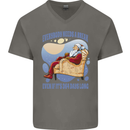 Christmas Santa Claus Needs a Break Xmas Mens V-Neck Cotton T-Shirt Charcoal