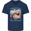 Christmas Santa Claus Needs a Break Xmas Mens V-Neck Cotton T-Shirt Navy Blue