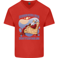 Christmas Santa Claus Needs a Break Xmas Mens V-Neck Cotton T-Shirt Red