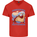 Christmas Santa Claus Needs a Break Xmas Mens V-Neck Cotton T-Shirt Red