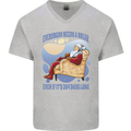 Christmas Santa Claus Needs a Break Xmas Mens V-Neck Cotton T-Shirt Sports Grey
