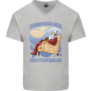 Christmas Santa Claus Needs a Break Xmas Mens V-Neck Cotton T-Shirt Sports Grey