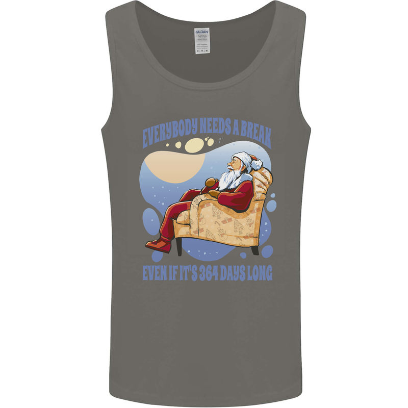 Christmas Santa Claus Needs a Break Xmas Mens Vest Tank Top Charcoal