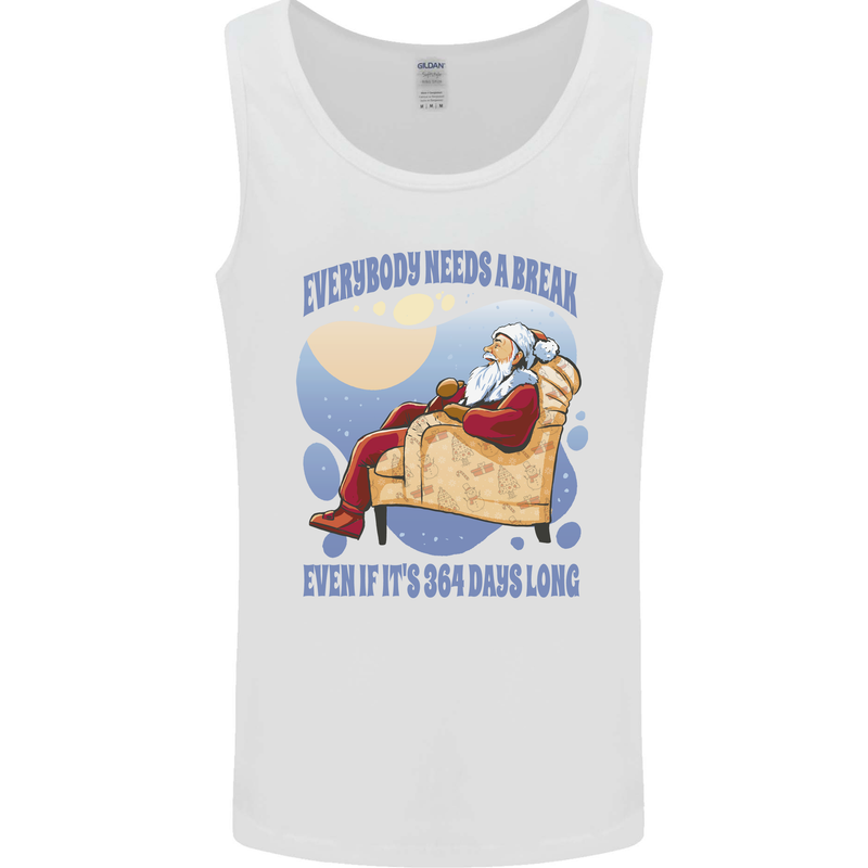Christmas Santa Claus Needs a Break Xmas Mens Vest Tank Top White