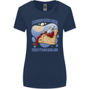 Christmas Santa Claus Needs a Break Xmas Womens Wider Cut T-Shirt Navy Blue