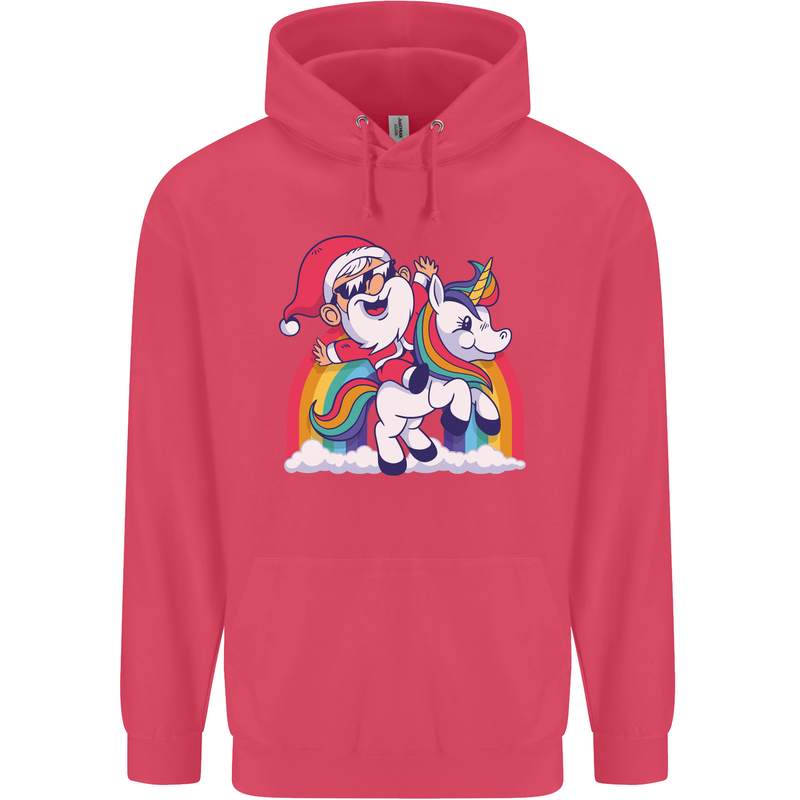 Christmas Santa Claus On a Unicorn Xmas Childrens Kids Hoodie Heliconia