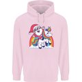 Christmas Santa Claus On a Unicorn Xmas Childrens Kids Hoodie Light Pink