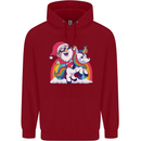 Christmas Santa Claus On a Unicorn Xmas Childrens Kids Hoodie Red