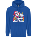 Christmas Santa Claus On a Unicorn Xmas Childrens Kids Hoodie Royal Blue