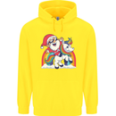 Christmas Santa Claus On a Unicorn Xmas Childrens Kids Hoodie Yellow