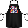 Christmas Santa Claus On a Unicorn Xmas Cotton Apron 100% Organic Black
