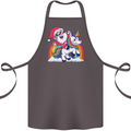 Christmas Santa Claus On a Unicorn Xmas Cotton Apron 100% Organic Dark Grey