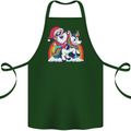 Christmas Santa Claus On a Unicorn Xmas Cotton Apron 100% Organic Forest Green