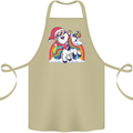 Christmas Santa Claus On a Unicorn Xmas Cotton Apron 100% Organic Khaki
