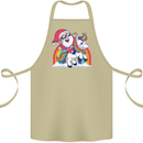 Christmas Santa Claus On a Unicorn Xmas Cotton Apron 100% Organic Khaki