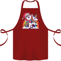 Christmas Santa Claus On a Unicorn Xmas Cotton Apron 100% Organic Maroon