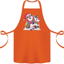 Christmas Santa Claus On a Unicorn Xmas Cotton Apron 100% Organic Orange