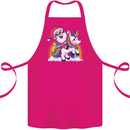 Christmas Santa Claus On a Unicorn Xmas Cotton Apron 100% Organic Pink