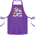 Christmas Santa Claus On a Unicorn Xmas Cotton Apron 100% Organic Purple