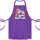 Christmas Santa Claus On a Unicorn Xmas Cotton Apron 100% Organic Purple