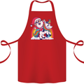 Christmas Santa Claus On a Unicorn Xmas Cotton Apron 100% Organic Red