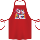 Christmas Santa Claus On a Unicorn Xmas Cotton Apron 100% Organic Red