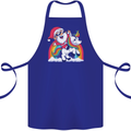 Christmas Santa Claus On a Unicorn Xmas Cotton Apron 100% Organic Royal Blue