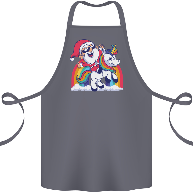 Christmas Santa Claus On a Unicorn Xmas Cotton Apron 100% Organic Steel