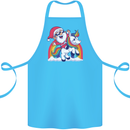 Christmas Santa Claus On a Unicorn Xmas Cotton Apron 100% Organic Turquoise