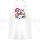 Christmas Santa Claus On a Unicorn Xmas Cotton Apron 100% Organic White