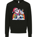Christmas Santa Claus On a Unicorn Xmas Kids Sweatshirt Jumper Black