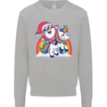 Christmas Santa Claus On a Unicorn Xmas Kids Sweatshirt Jumper Sports Grey
