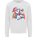 Christmas Santa Claus On a Unicorn Xmas Kids Sweatshirt Jumper White