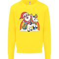 Christmas Santa Claus On a Unicorn Xmas Kids Sweatshirt Jumper Yellow