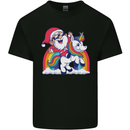 Christmas Santa Claus On a Unicorn Xmas Kids T-Shirt Childrens Black