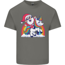 Christmas Santa Claus On a Unicorn Xmas Kids T-Shirt Childrens Charcoal