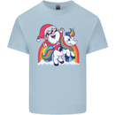 Christmas Santa Claus On a Unicorn Xmas Kids T-Shirt Childrens Light Blue