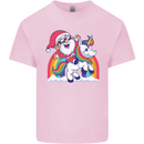 Christmas Santa Claus On a Unicorn Xmas Kids T-Shirt Childrens Light Pink