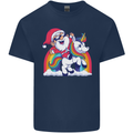 Christmas Santa Claus On a Unicorn Xmas Kids T-Shirt Childrens Navy Blue