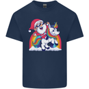 Christmas Santa Claus On a Unicorn Xmas Kids T-Shirt Childrens Navy Blue