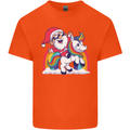 Christmas Santa Claus On a Unicorn Xmas Kids T-Shirt Childrens Orange