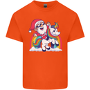 Christmas Santa Claus On a Unicorn Xmas Kids T-Shirt Childrens Orange