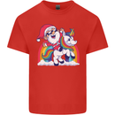 Christmas Santa Claus On a Unicorn Xmas Kids T-Shirt Childrens Red