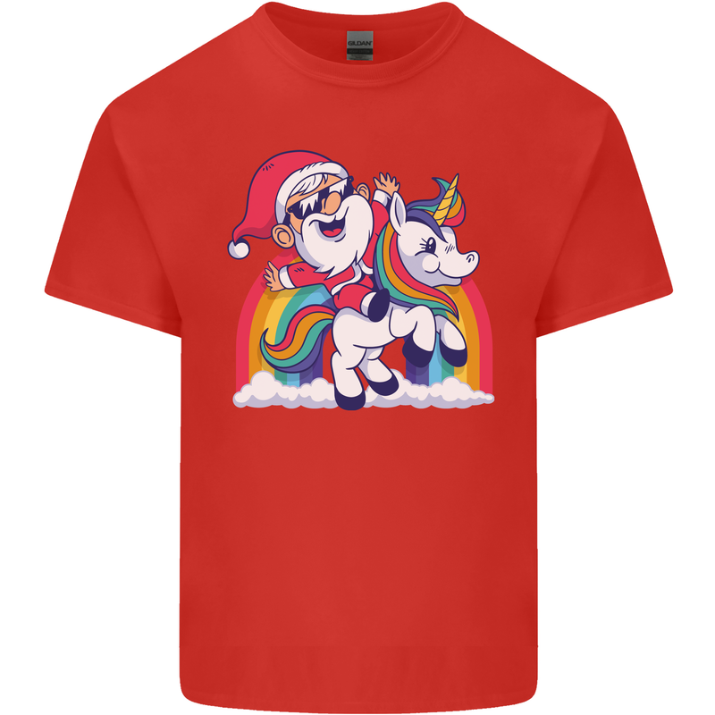Christmas Santa Claus On a Unicorn Xmas Kids T-Shirt Childrens Red