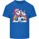Christmas Santa Claus On a Unicorn Xmas Kids T-Shirt Childrens Royal Blue
