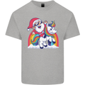 Christmas Santa Claus On a Unicorn Xmas Kids T-Shirt Childrens Sports Grey