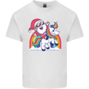 Christmas Santa Claus On a Unicorn Xmas Kids T-Shirt Childrens White