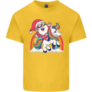 Christmas Santa Claus On a Unicorn Xmas Kids T-Shirt Childrens Yellow