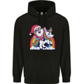 Christmas Santa Claus On a Unicorn Xmas Mens 80% Cotton Hoodie Black